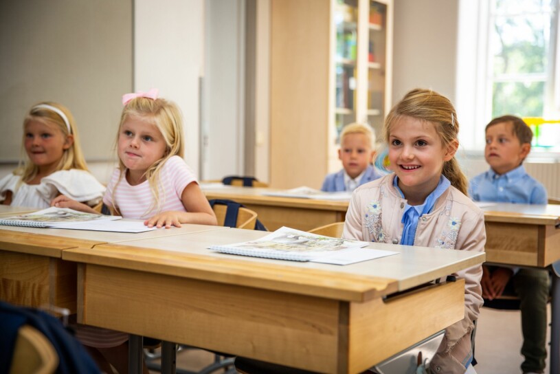 Estelles första skoldag 2018. Prinsessan Estelles första skoldag i förskoleklassen på Campus Manilla 2018