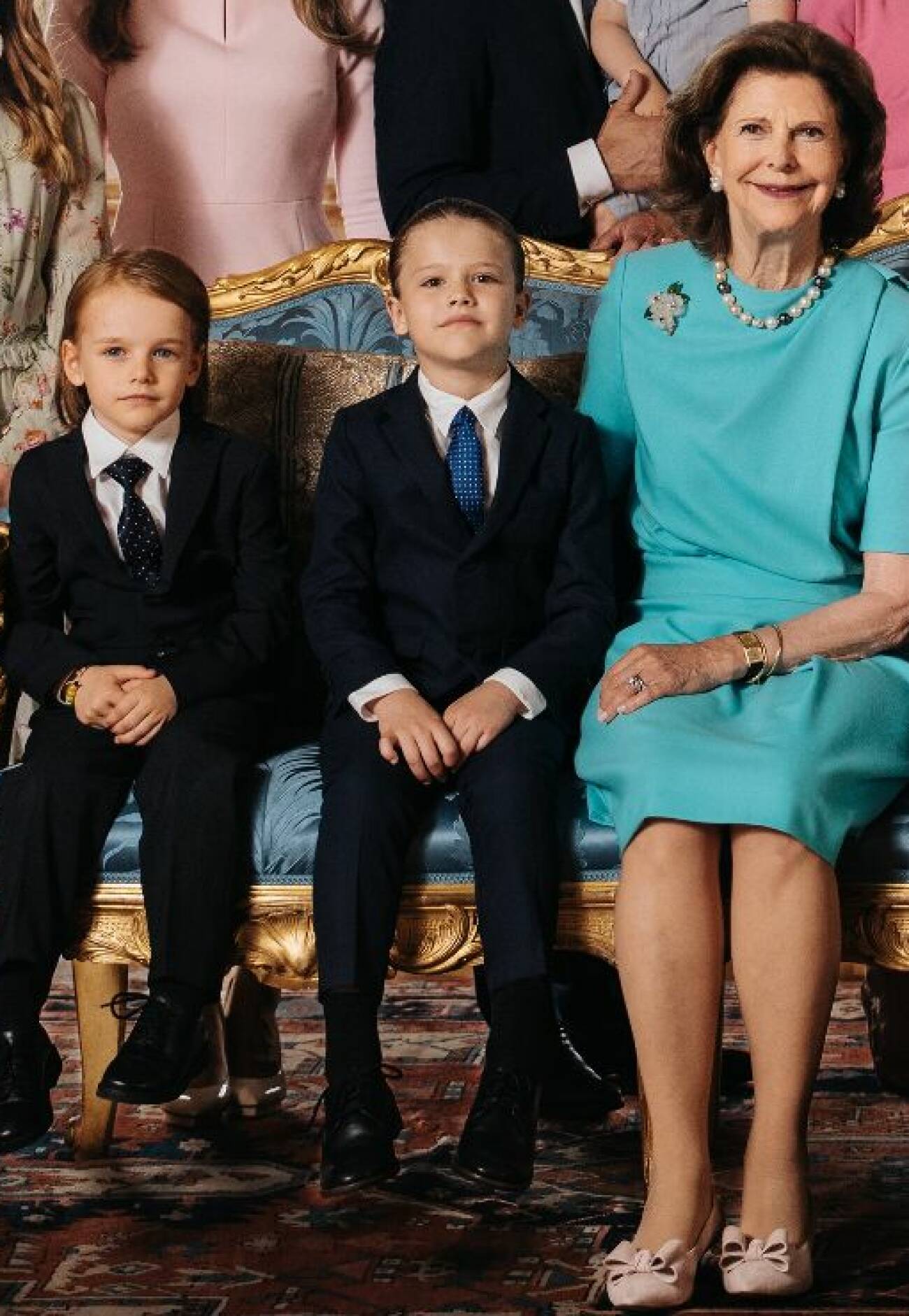 Drottning Silvia med sina barnbarn prins Gabriel och prins Alexander