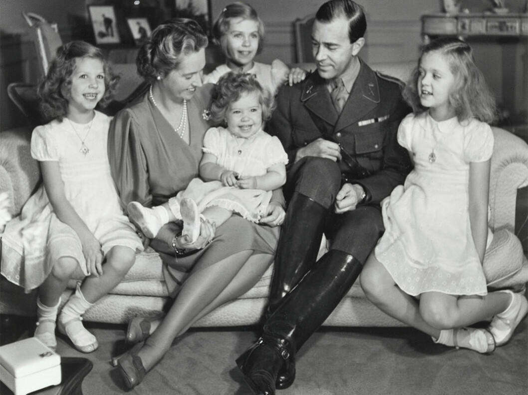 Prinsessan Sibylla, prins Gustav Adolf, Prinsessan Desirée, prinsessan Margaretha, prinsessan Birgitta, prinsessan Christina.