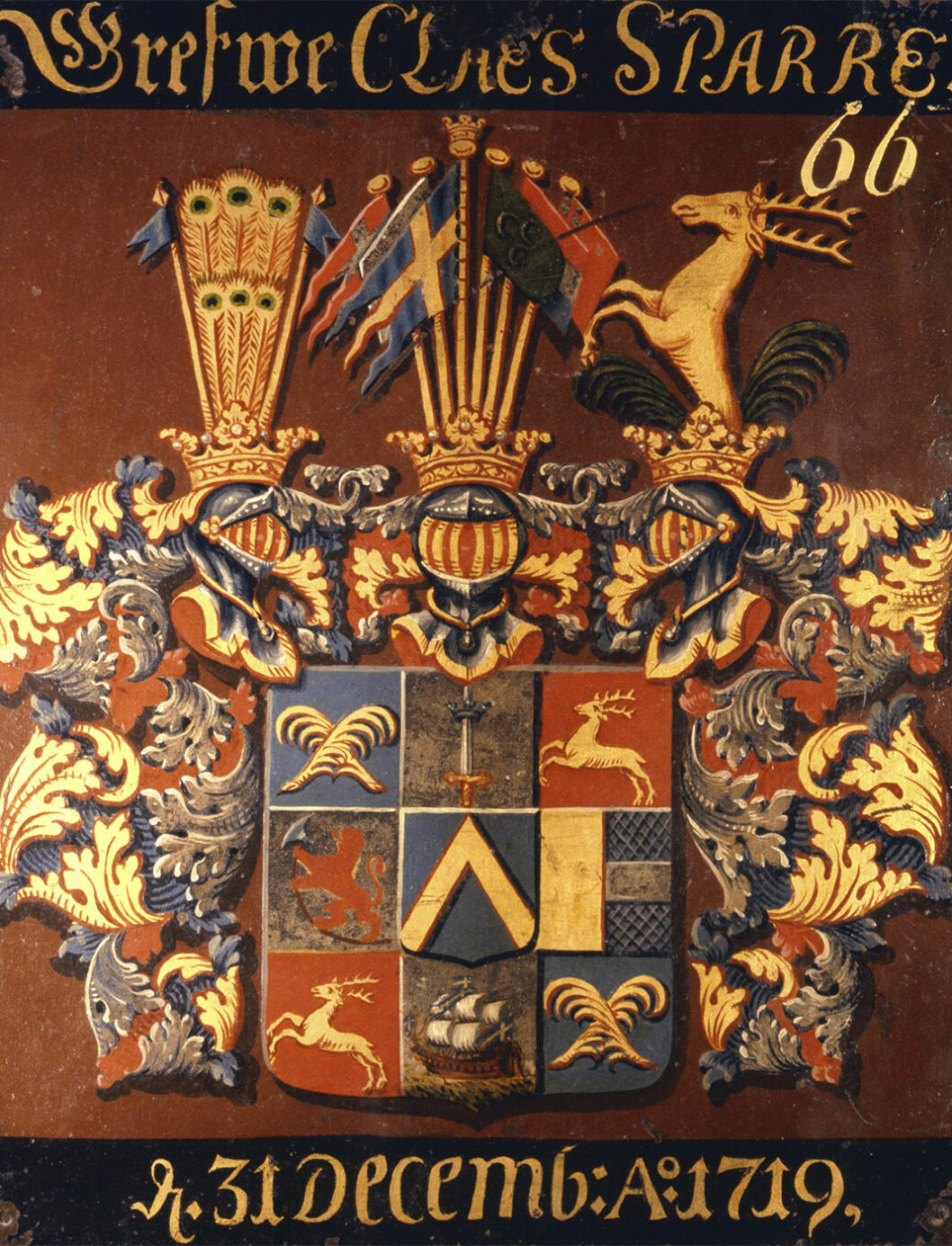 Ätten Sparres vapen (Hjärtsköld). Riddarhuset, Stockholm. 1719<br>Foto: IBL Bildbyrå
