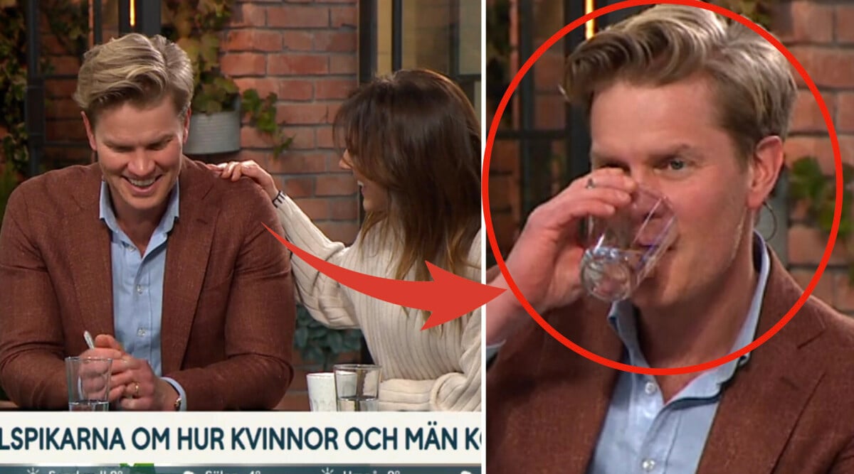 Martin Järborg tydligt generad över situationen som uppstår – i direktsänd tv!