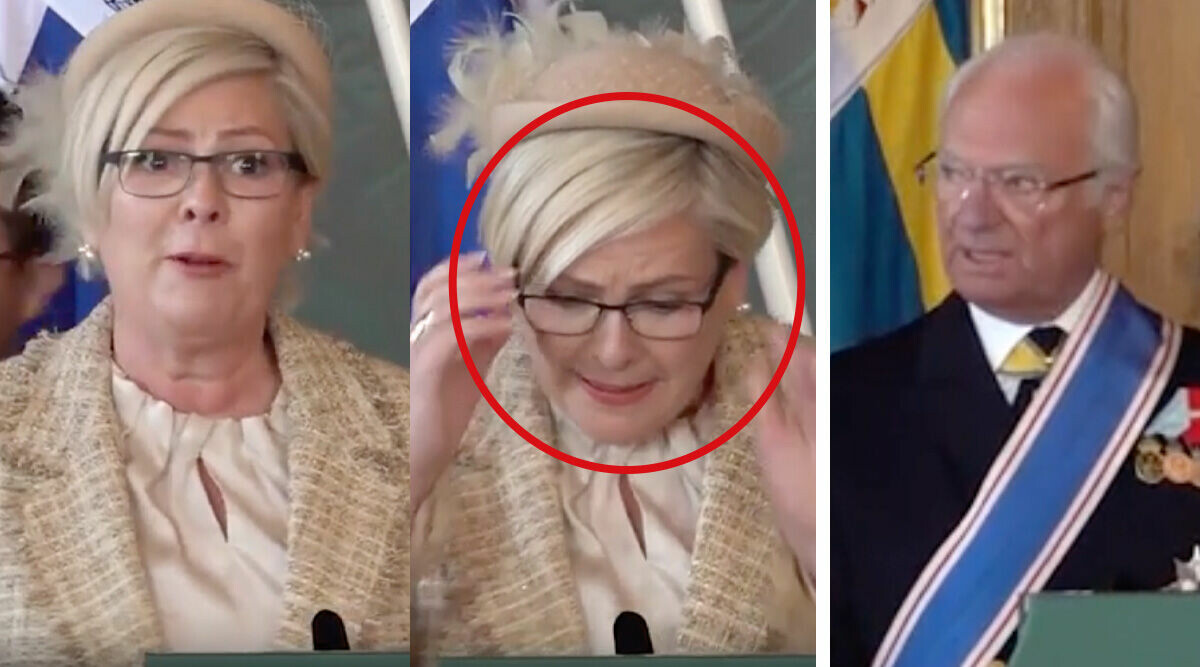 Här måste presidenten ta hjälp mitt under talet – kungens blick säger allt