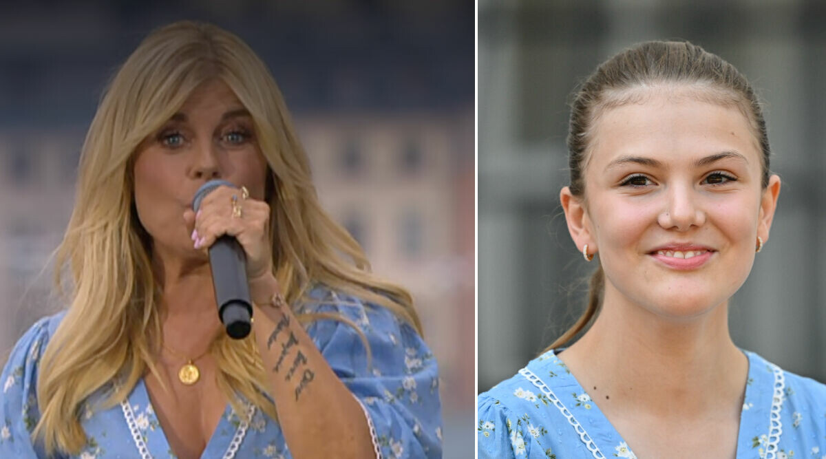 Här gör Pernilla som prinsessan Estelle – framför publiken under Allsången