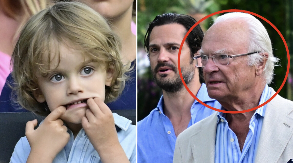 Här börjar prins Julian, 4, busa – framför näsan på kungen!