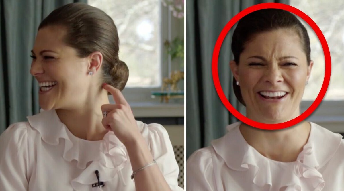 Här kan Victoria inte hålla sig för skratt – efter missen under intervjun