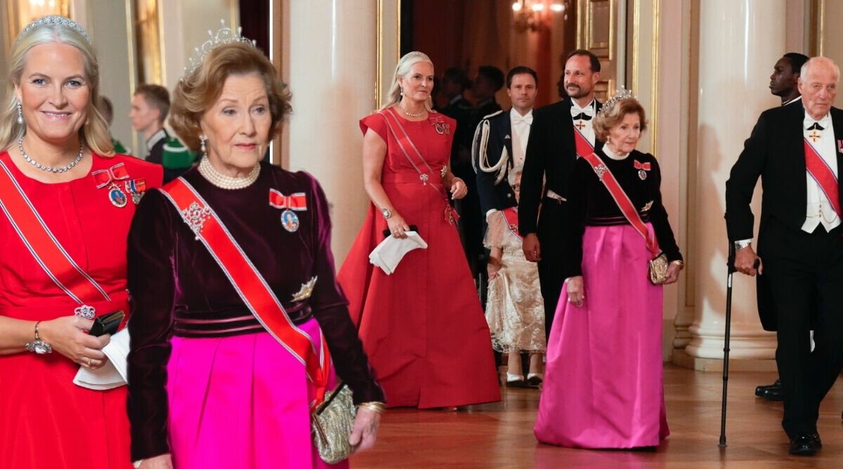 Lady in red! Mette-Marit på slottsfest – se bilderna inifrån