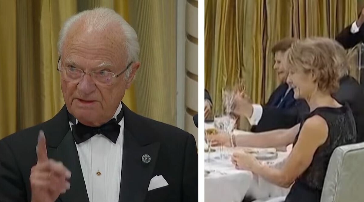 Här går kungen bort från manus – och får Silvia att vrida sig i skratt