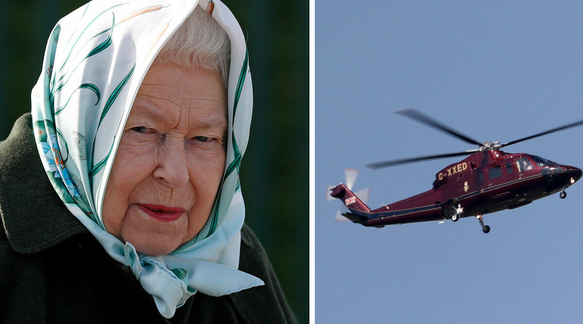 Drottning Elizabeth hämtad med helikopter