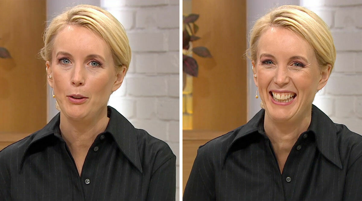 Här brister det för Jenny Strömstedt i direktsändning – tokhyllas efter skrattfesten