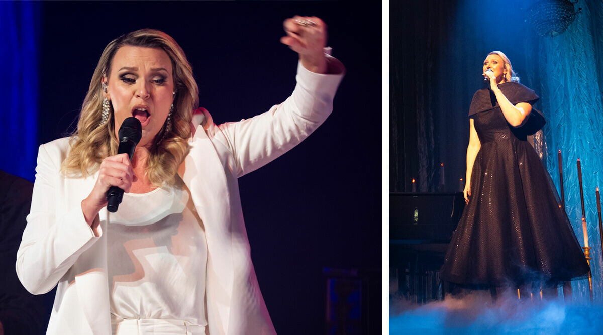 Se bilden: Sanna Nielsens tabbe på scen – mitt under julshowen