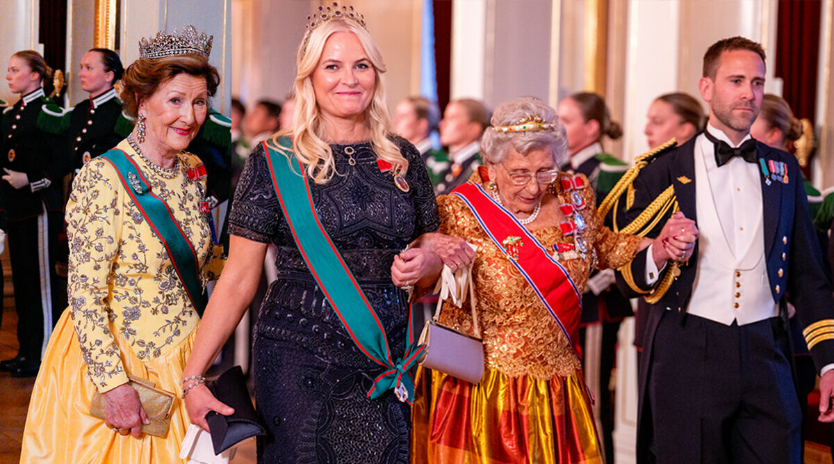 Mette-Marit och Sonja på galafest – utan sjuke kung Harald, 86