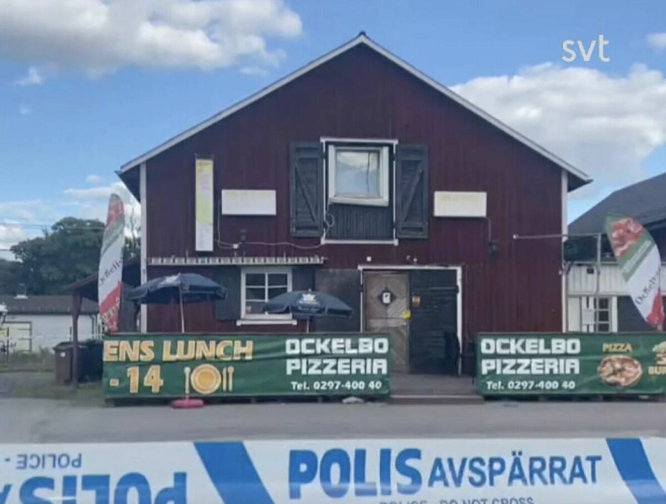 Ockelbo pizzeria efter dådet 7 augusti 2022.