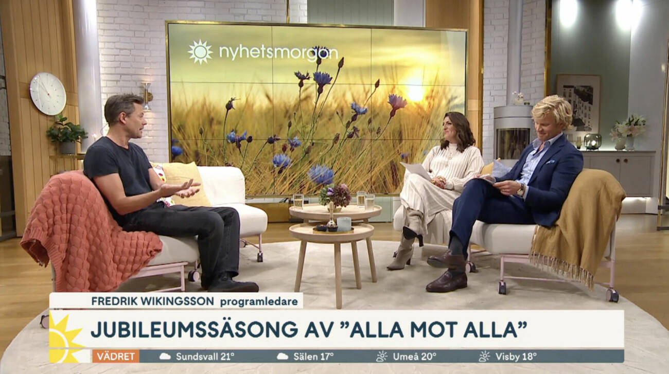 Fredrik Wikingsson gästar Nyhetsmorgon med Soraya Lavasani och Martin Järborg