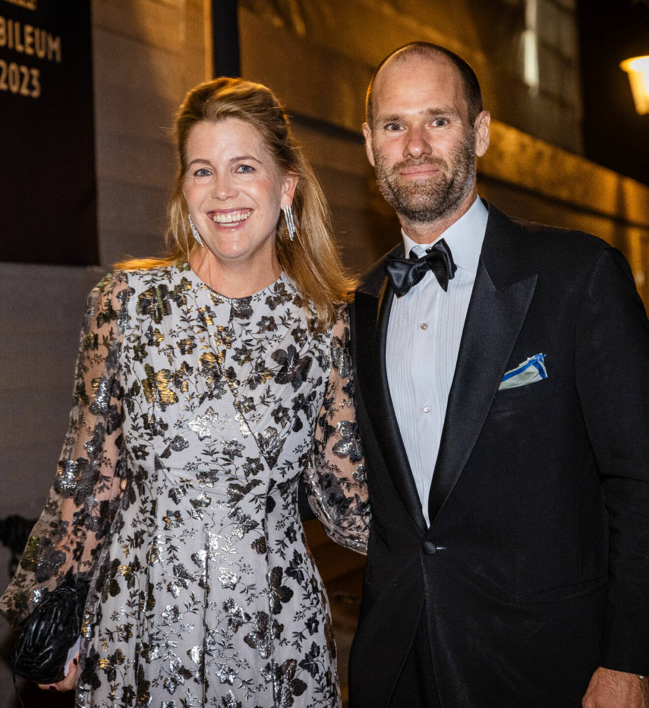 Sofia Schörling Högberg med sin man Anders Högberg på prins Daniels 50-årsfest på slottet