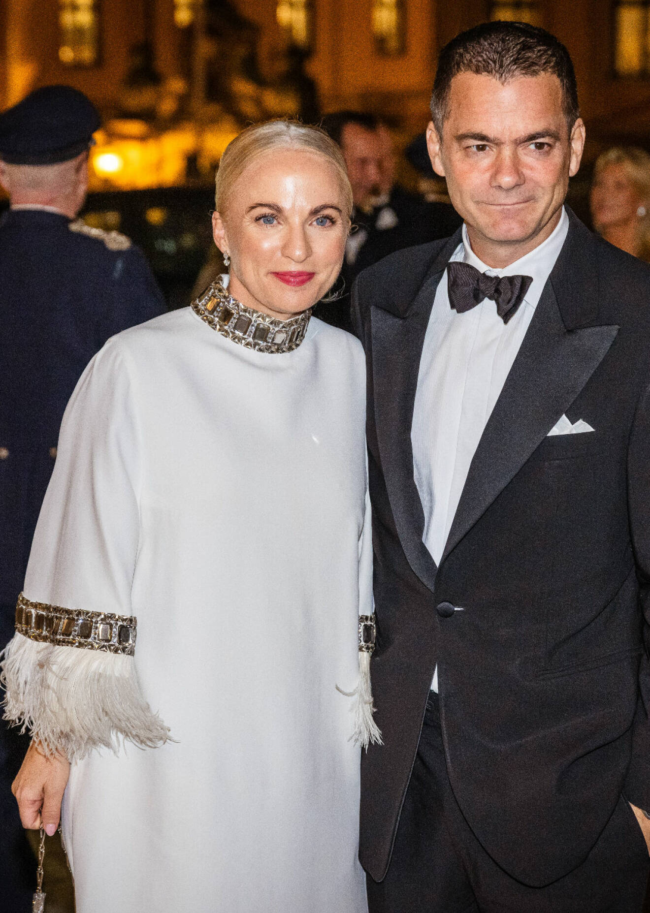 Caroline Dinkelspiel med sin man Peder Dinkelspiel på prins Daniels 50-årsfest på slottet