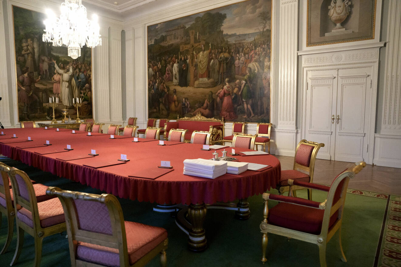 Bordet i Statsrådssalen på Christiansborgs slott