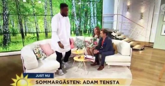 Artisten Adam Tensta var gäst i Nyhetsmorgon... Adam Tensta lämnar Nyhetsmorgon i protest