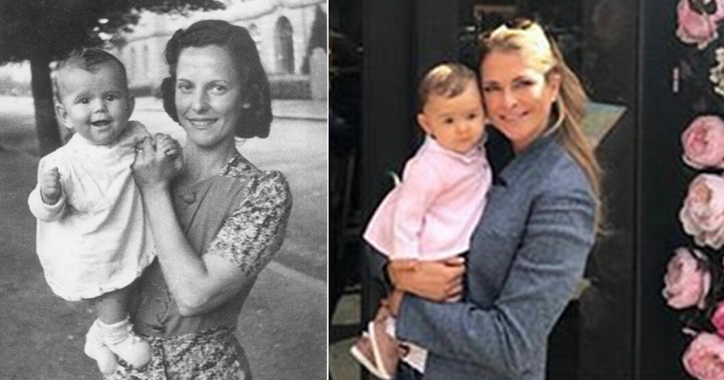 Drottning Silvia som barn och prinsessan Adrienne med mamma Madeleine. Drottning Silvia som barn och prinsessan Adrienne med mamma Madeleine.