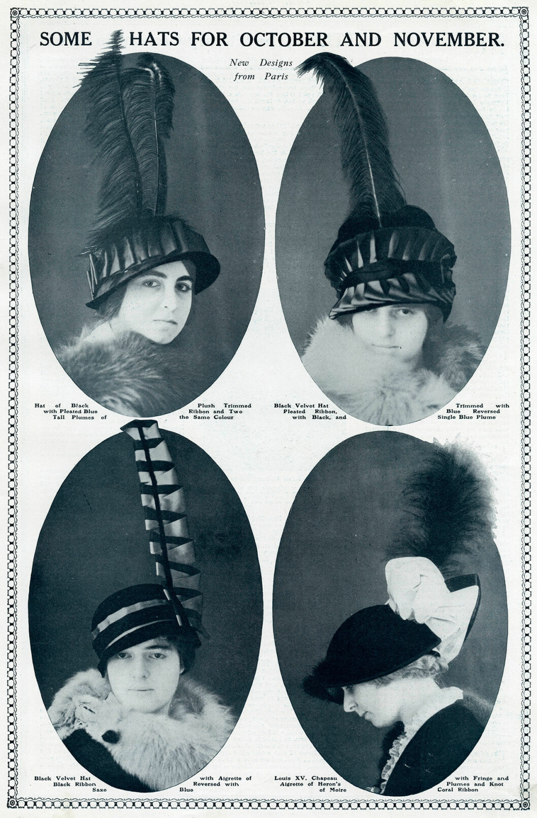 Kvinnliga modeller i damhattar höstsäsongen 1913 Aigrette