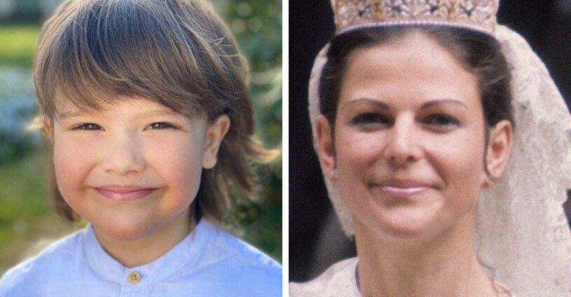 Visst brås han på farmor! Prins Alexander på sin 5-årsdag våren 2021 och drottning Silvia under sin första dag som drottning 1976. Prins Alexander Drottning Silvia Sommerlath lika
