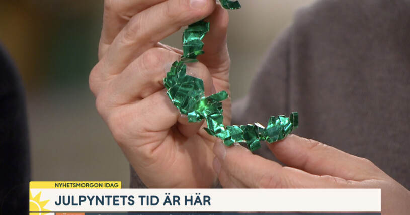 Anders Pihlblad visar upp sin brors julpynt i Nyhetsmorgon. Anders Pihlblad visar upp julpynt