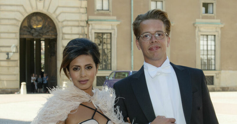 Anitha och Calle Schulman under prins Carl Philip och prinsessan Sofias bröllop.