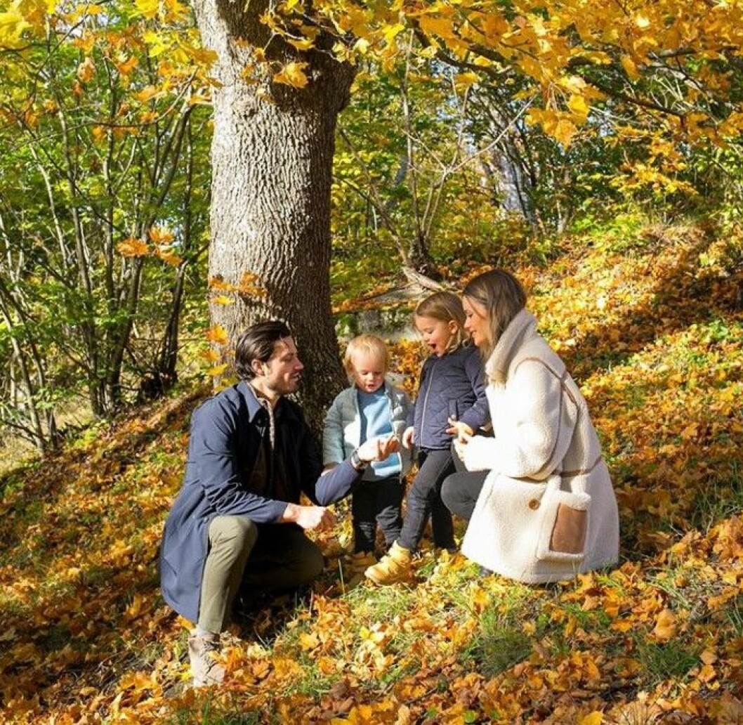 Carl Philips och Sofias underbara höstbild som de delade med sig av när de kommenterade kungens beslut. Carl Philip, Sofia, Alexander, Gabriel