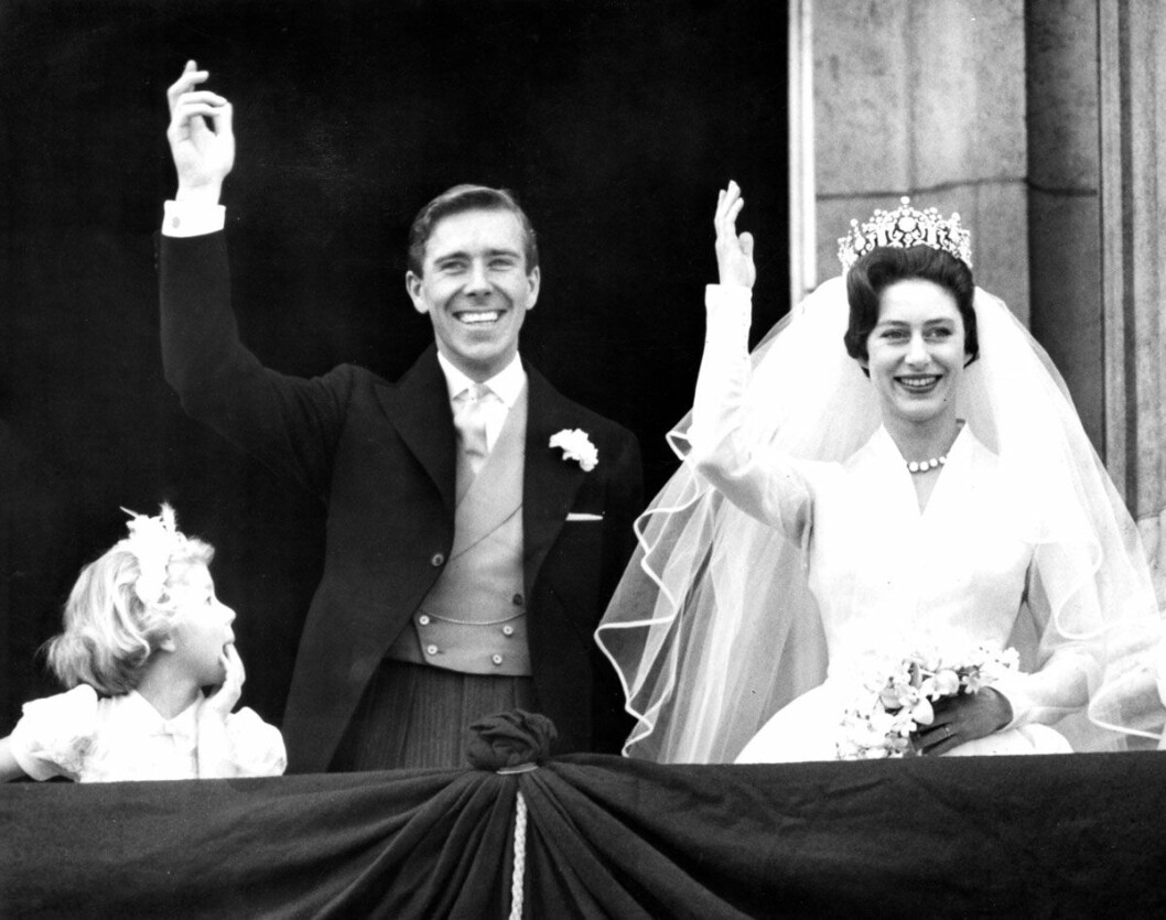 Prinsessan Margrets i brudklänning designad av Norman Hartnell.