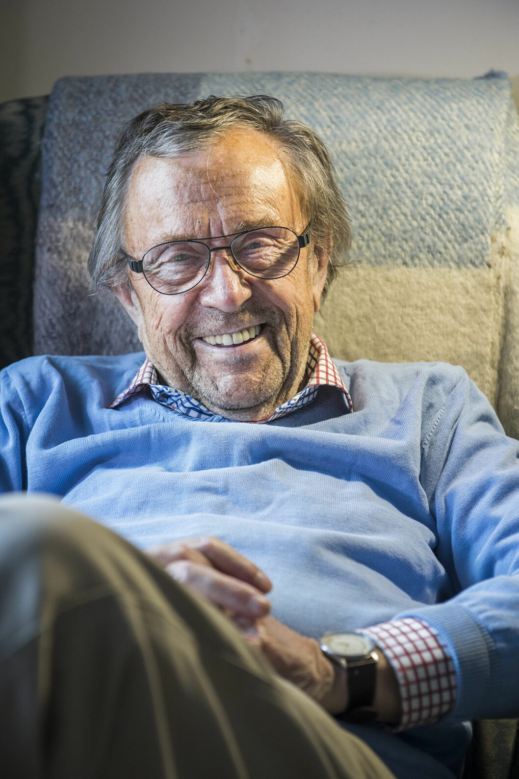 Arne Weise, fotograferad i sin lägenhet inför 85-års dagen. Arne Weise