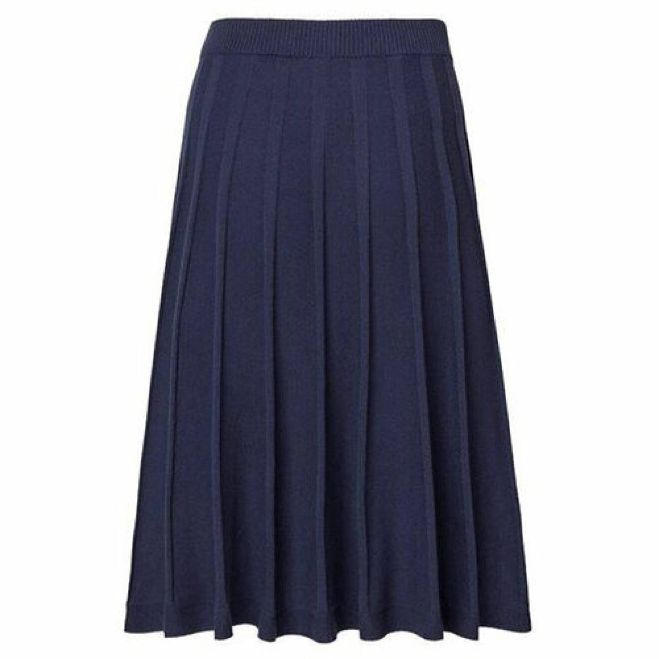 basgarderob dam 2022 – marinblå plisserad kjol från Jumperfabriken