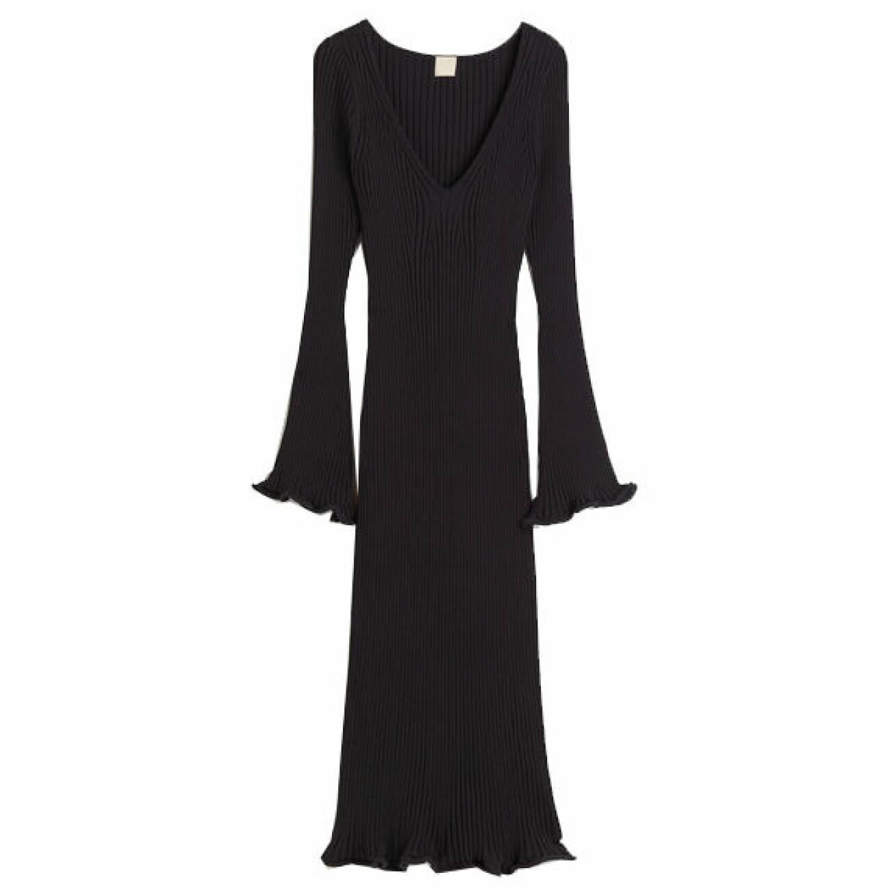 basplagg för dam - svart lång ribbstickad klänning från H&amp;M
