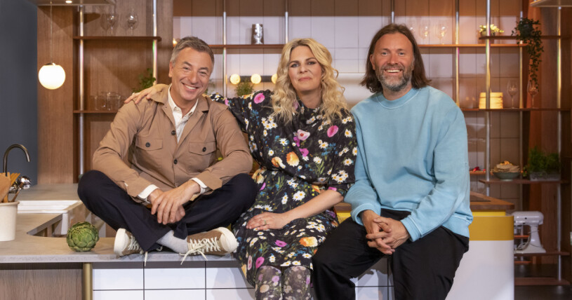 Tareq Taylor, My Feldt och Niklas Ekstedt i Bäst i köket. Foto: SVT/TT