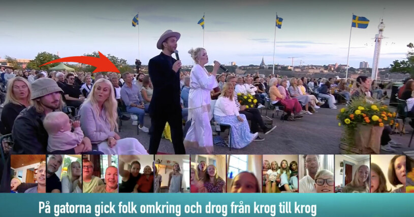 Christian Bauer, någon rad bakom Pernilla Wahlgren på första parkett! Christian Bauer och Pernilla Wahlgren