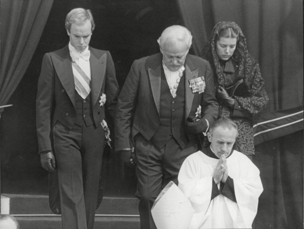 Albert, Rainier och Caroline vid Grace Kellys begravning. Grace Kellys begravning