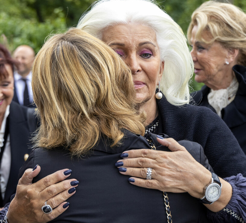 Grete Qviberg vid begravningen i dag i Eric Ericssonhallen. Grete Qvibergs sambo död, här vid begravningen i Eric Ericssonhallen