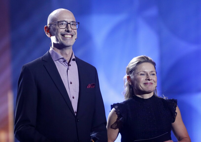 Bertil Guve och Pernilla Allwin på Guldbaggegalan 2018. Foto: TT Bertil Guve och Pernilla Allwin
