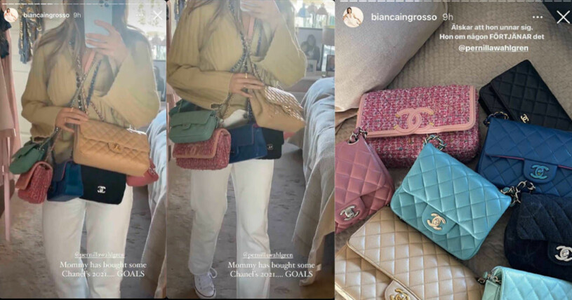 Tidigare i år visade Bianca Ingrosso upp delar av mamma Pernillas imponerande samling. Bianca Ingrosso visar Pernillas väskor