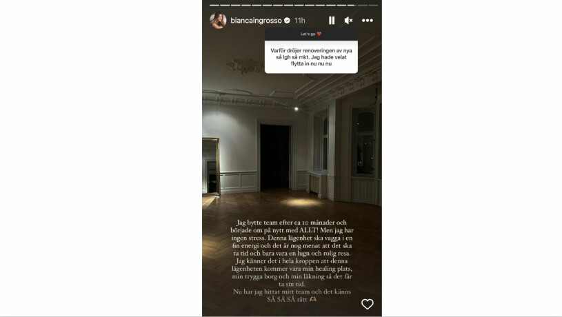 På Instagram berättar Bianca Ingrosso att hon anställt ett nytt team för att renovera hennes nya lägenhet på Östermalm