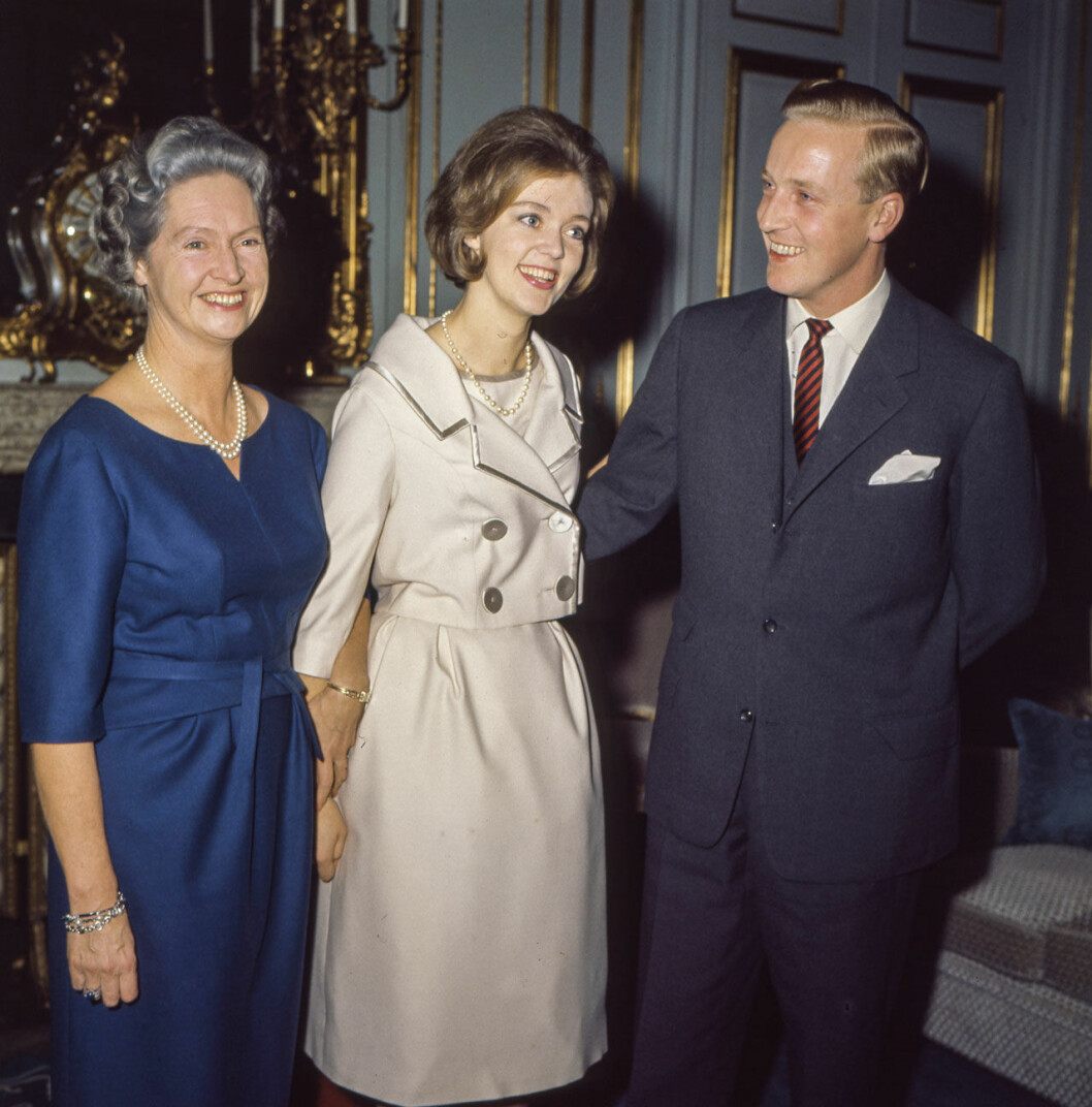 Nyförlovade 1960. Birgitta med sin Hansi och mamma Sibylla. Prinsessan Birgitta med sin man Hansi och mamma prinsessan Sibylla.