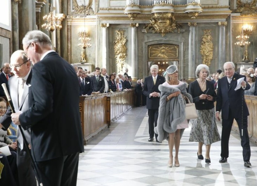 Stockholm 2014-04-30 Te Deum thanksgiving service at the Royal Palace in connection with King Carl XVI Gustaf s 70th birthday April 30. King Carl Gustaf, Queen Silvia, Crown Princess Victoria, Prince Daniel, Prince Carl Philip, Princess Madeleine and Mr Chris ONeill are attending together with members of the European Royal houses and distinguished guests. Pictured: Princess Birgitta, Princess Margaretha COPYRIGHT STELLA PICTURES