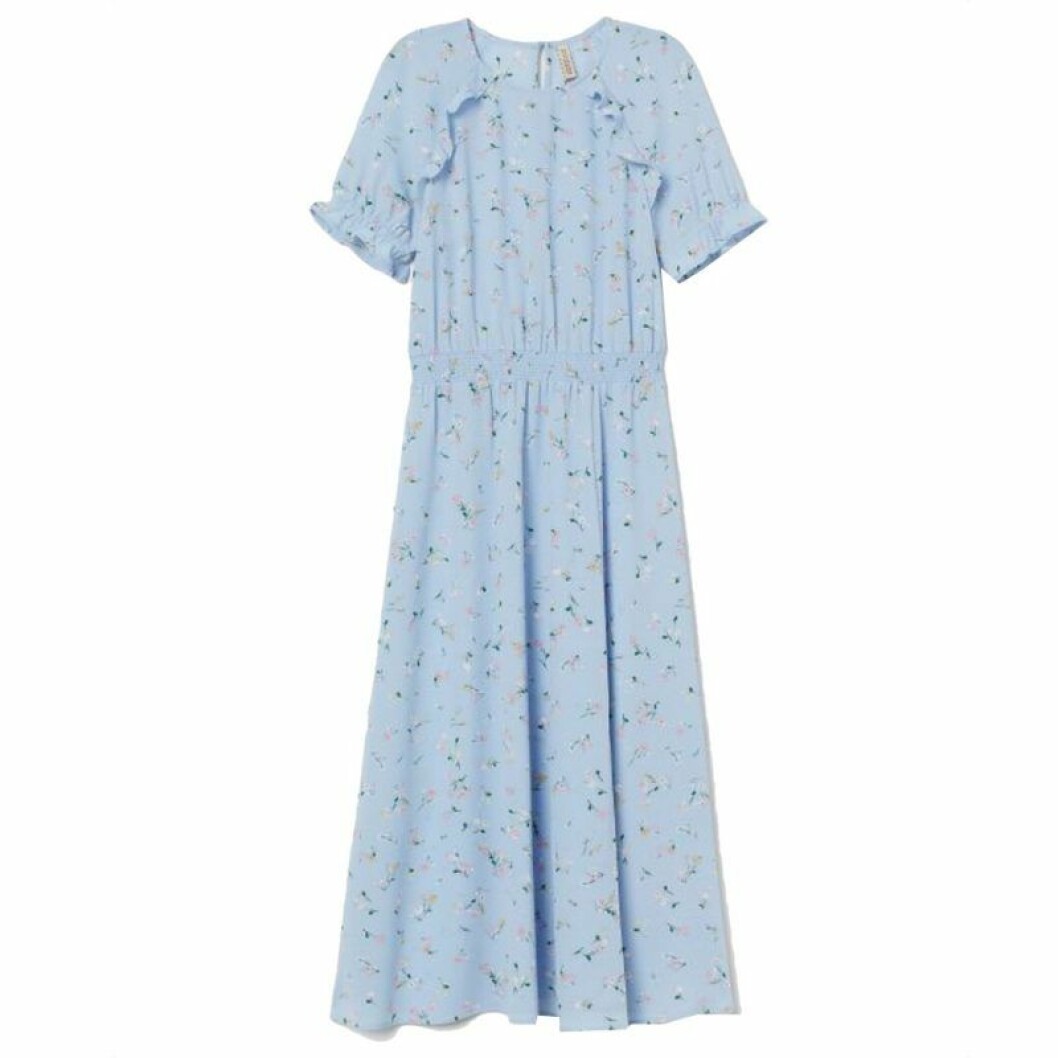 Ljusblå blommig klänning från H&M