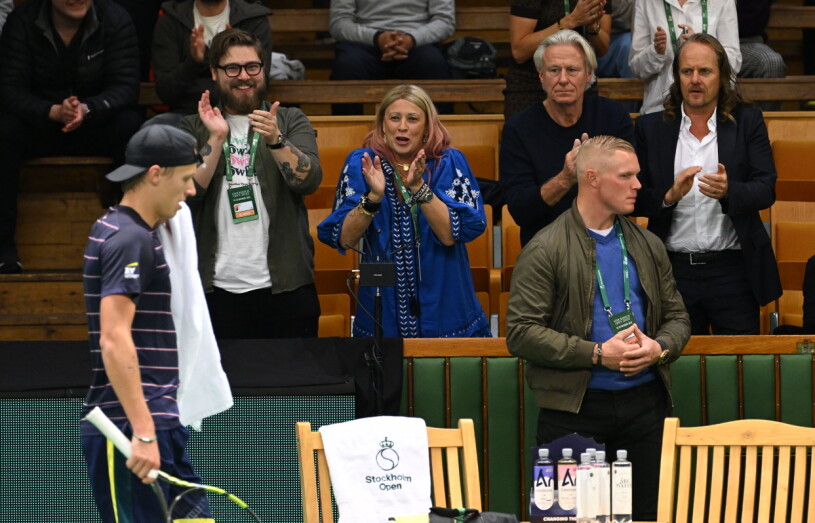 Björn och Patricia på Stockholm Open för att heja på Leo.