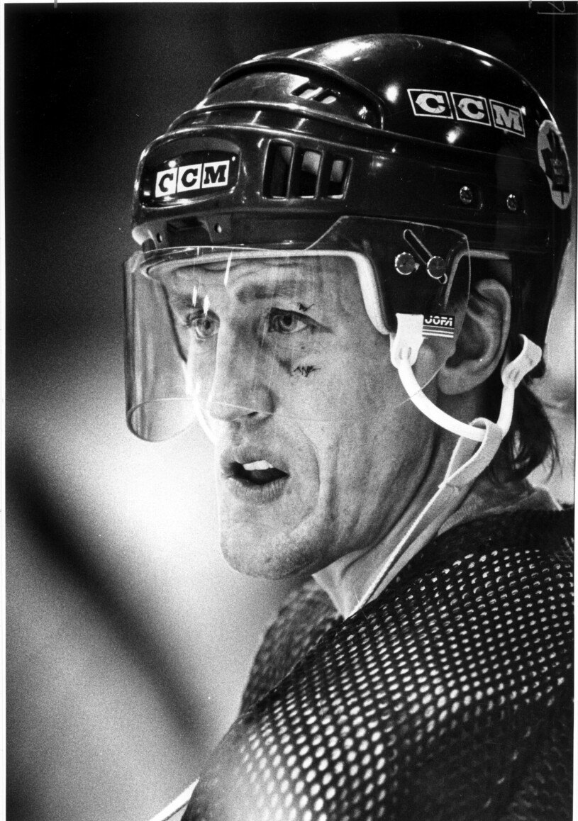 Börje Salming i hockeyhjälm under sin tid i Toronto Maple Leafs