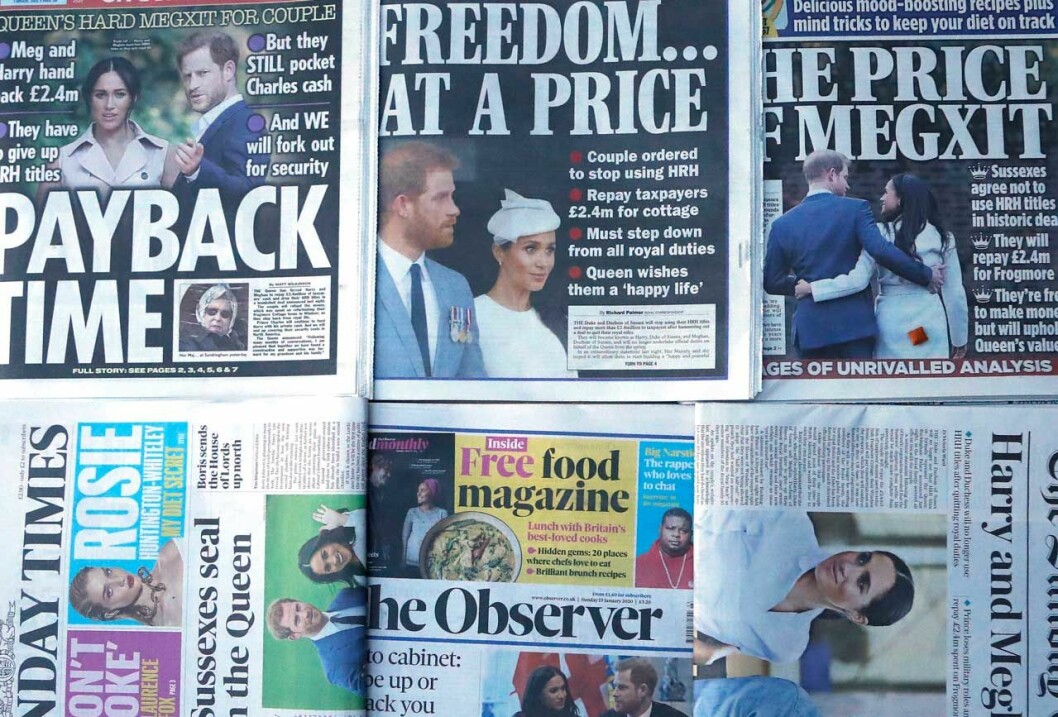 Brittiska tidningar under söndagen. Brittiska tidningar