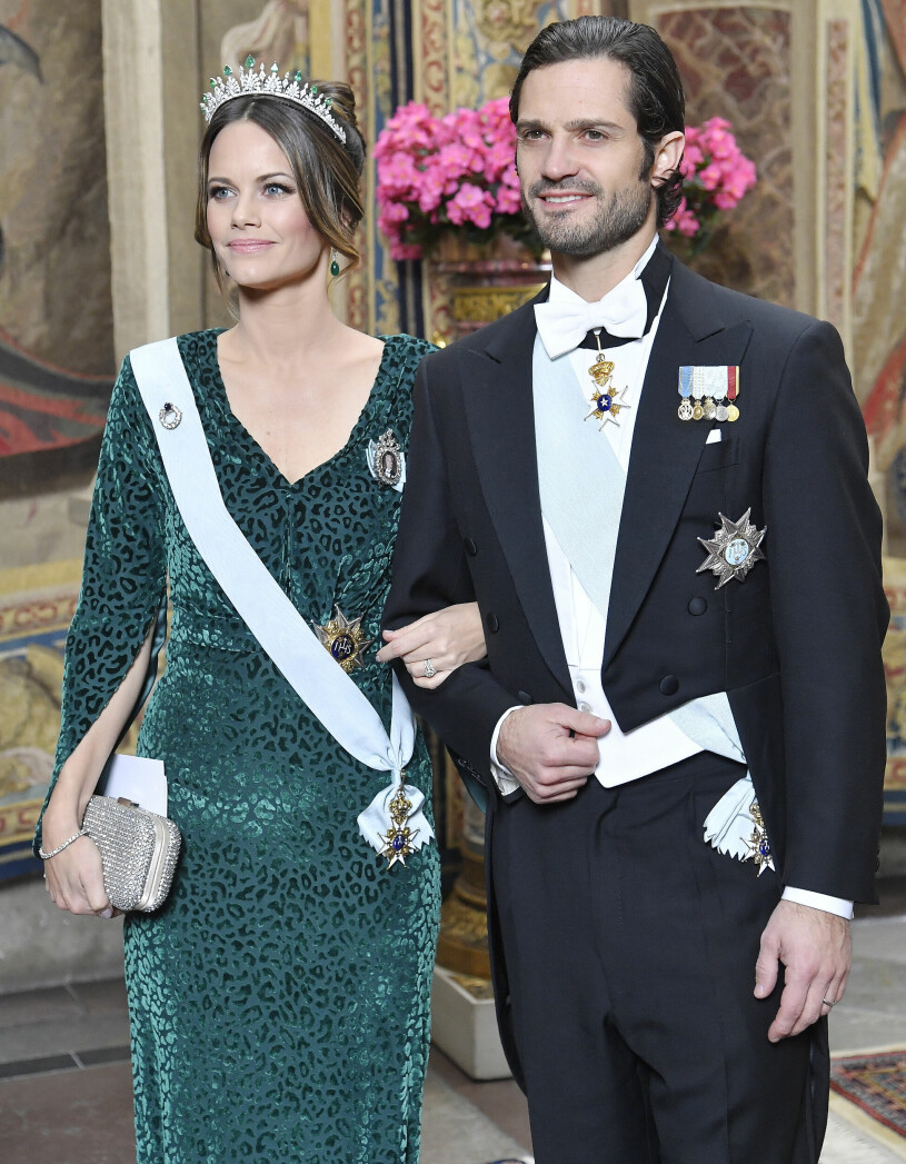 Prinsessan Sofia och prins Carl Philip på den senaste representationsmiddagen 2019. Prinsessan Sofia och prins Carl Philip