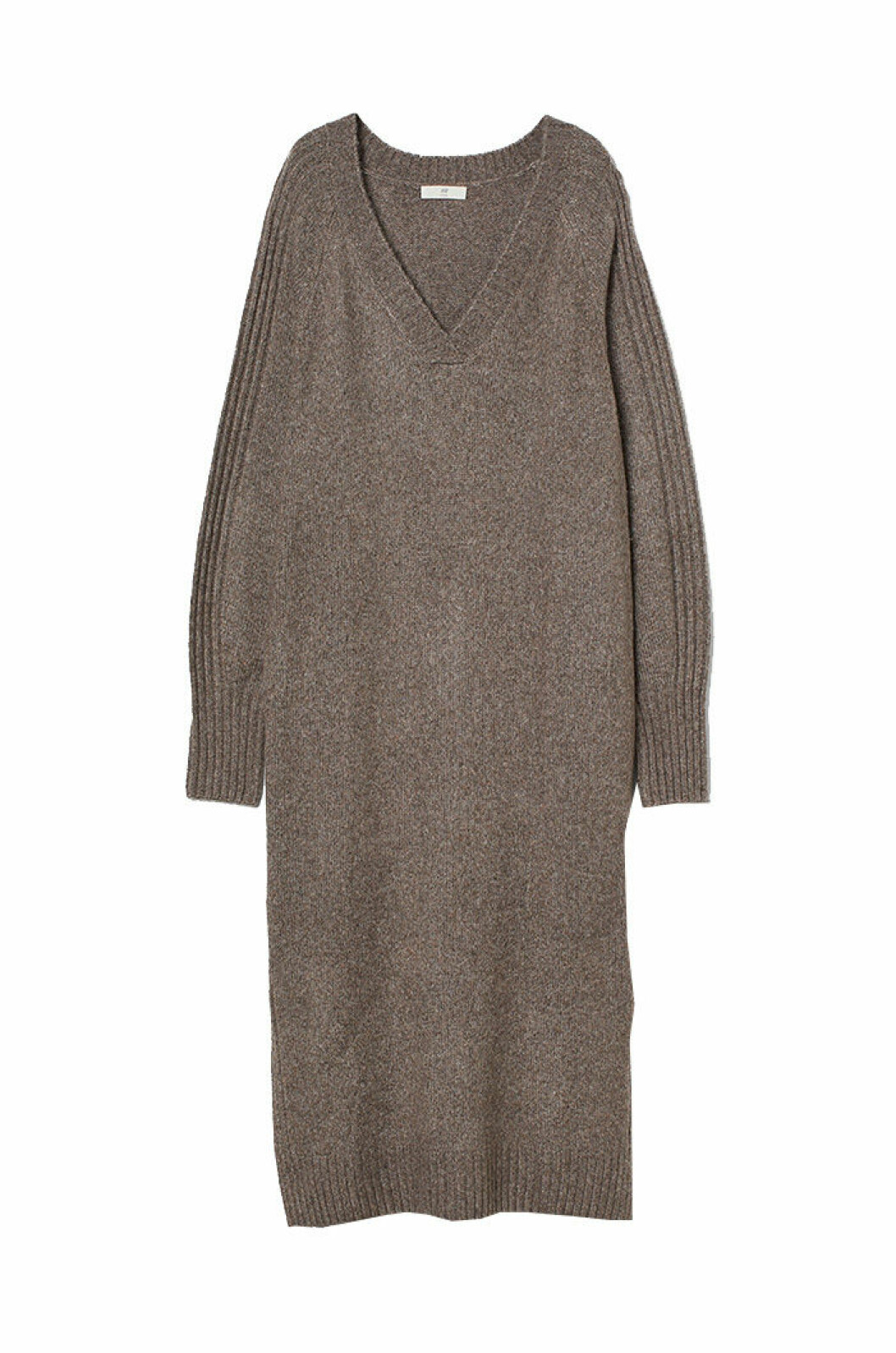 brun-stickad-klanning-h&m