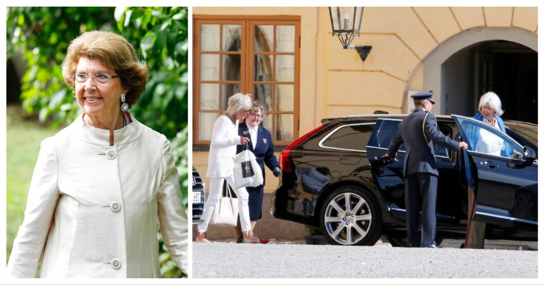 Margaretha och Birgitta på väg till festen på Haga. Victoria var värdinna. Prinsessan Désirées 80-årsfest i Stockholm