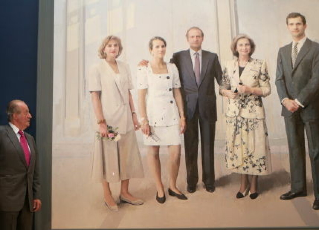 Spains King Juan Carlos and Queen Sofia attend the opening of the exhibition Portraits of the Royal Collections