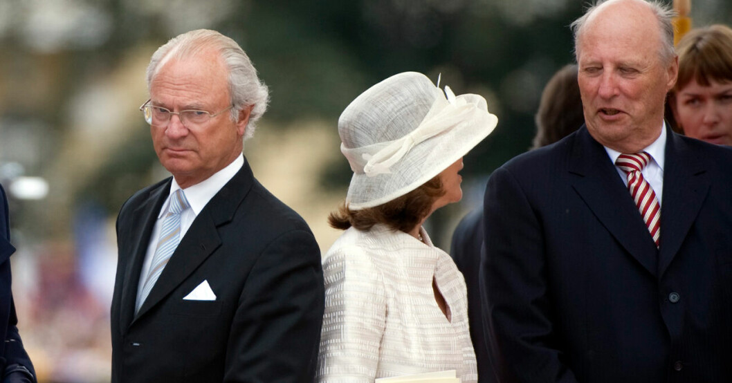 kung Carl Gustaf, drottning Silvia och kung Harald