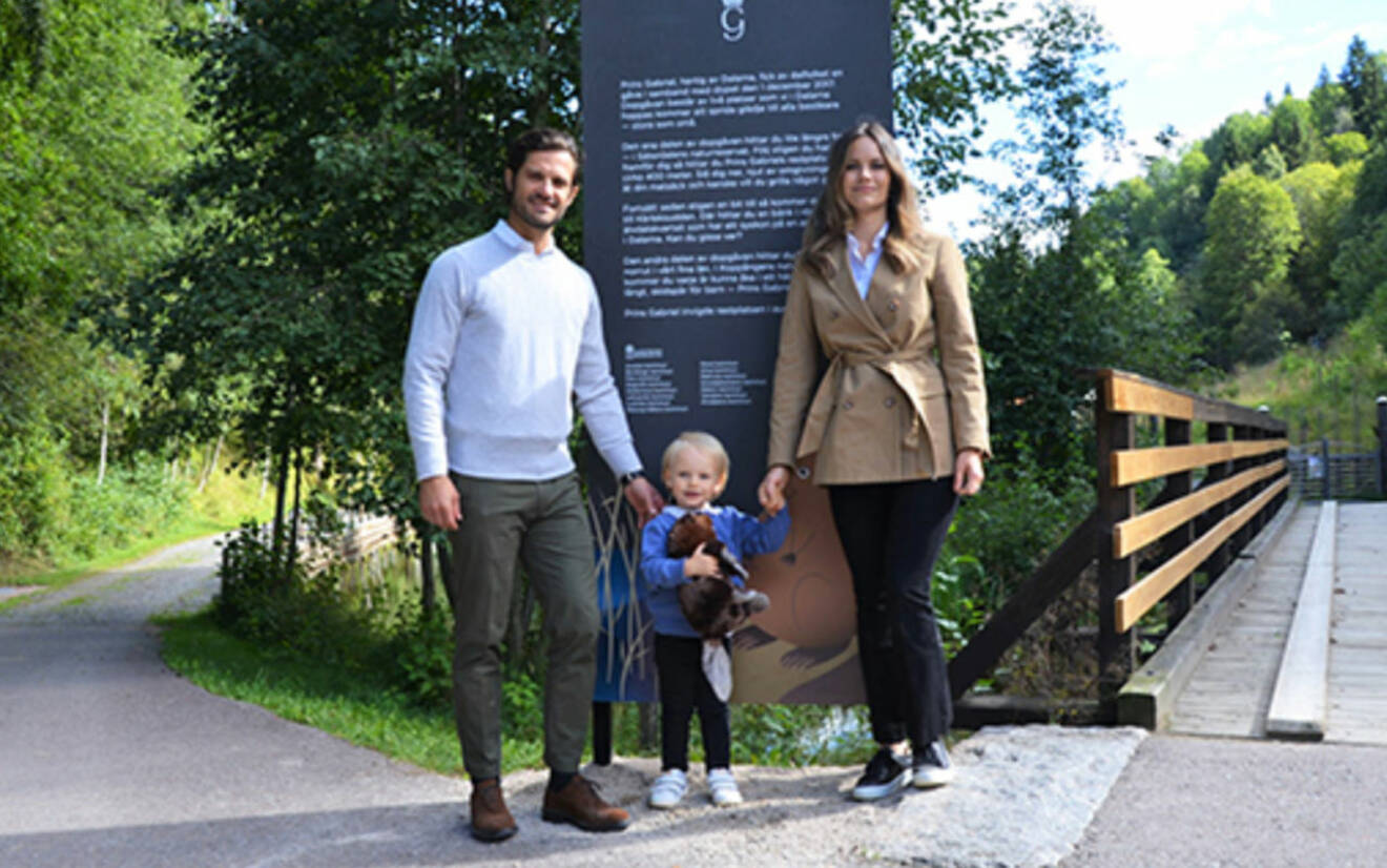 Prins Gabriel prins Carl Philip och prinsessan Sofia i Säterdalens naturreservat